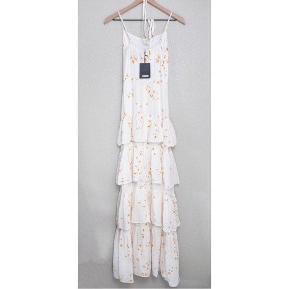 NWT Reformation Foxglove Tiered Ruffle Maxi Dress 2 Opium Floral Georgette - Picture 8 of 11